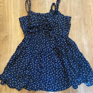 Blue and white floral mini dress